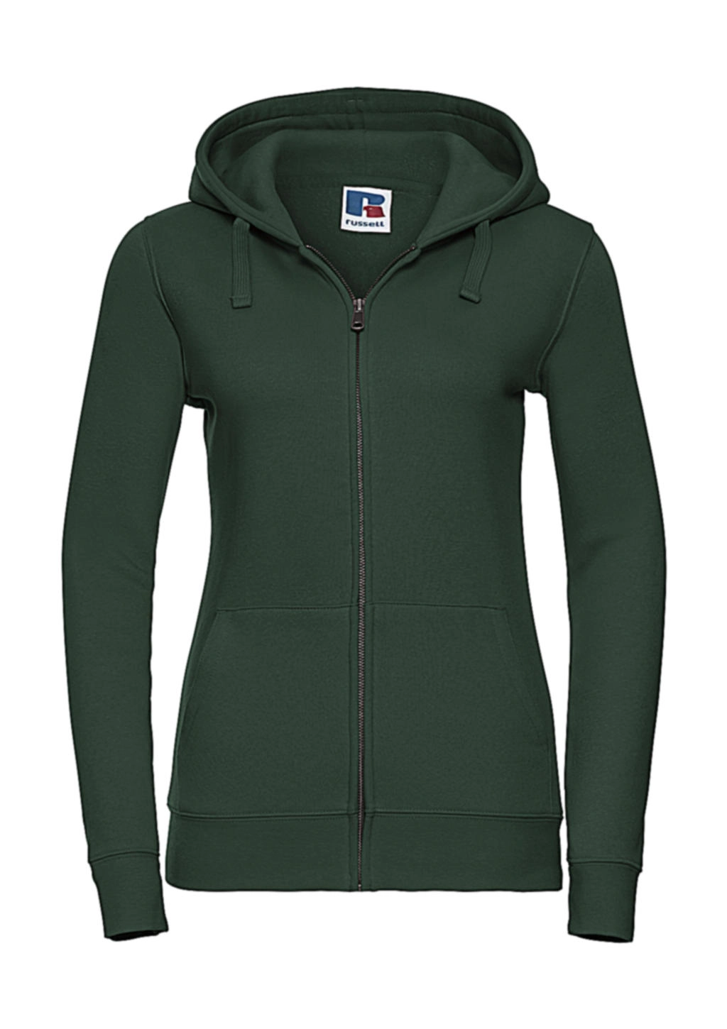 Ladies` Authentic Zipped Hood zum Besticken und Bedrucken in der Farbe Bottle Green mit Ihren Logo, Schriftzug oder Motiv.