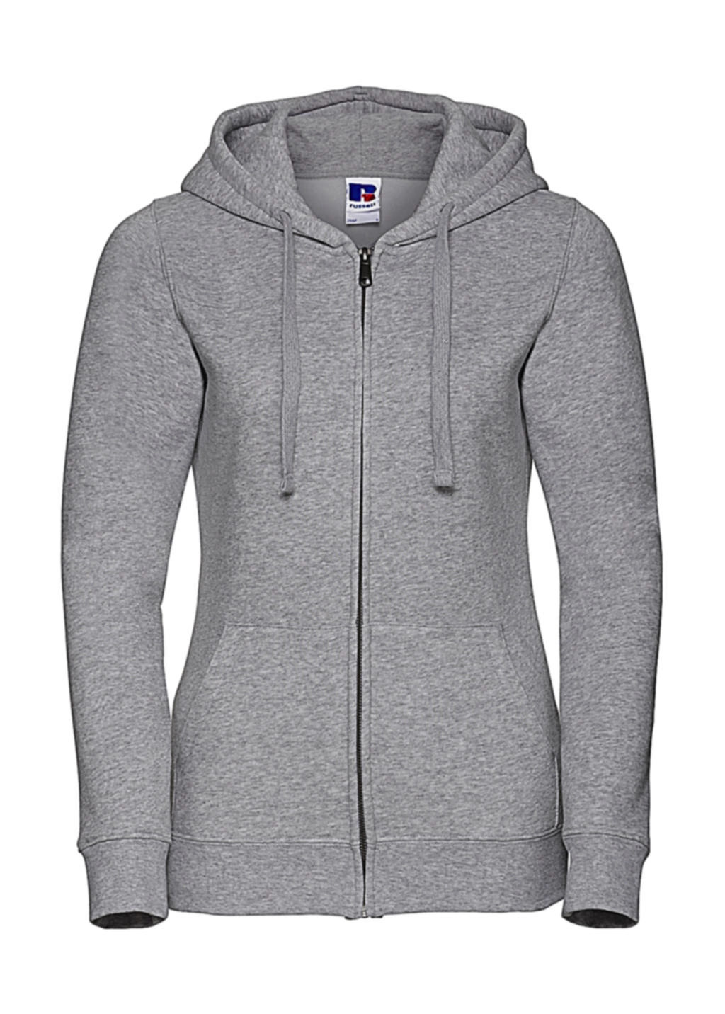 Ladies` Authentic Zipped Hood zum Besticken und Bedrucken in der Farbe Light Oxford mit Ihren Logo, Schriftzug oder Motiv.