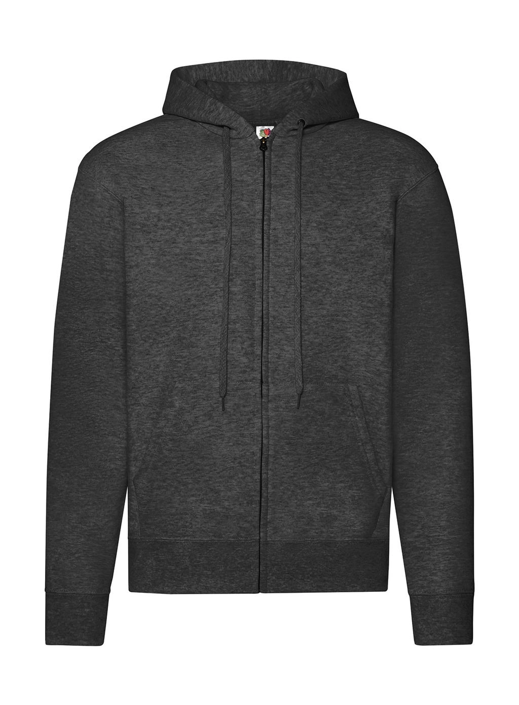 Classic Hooded Sweat Jacket zum Besticken und Bedrucken in der Farbe Dark Heather Grey mit Ihren Logo, Schriftzug oder Motiv.