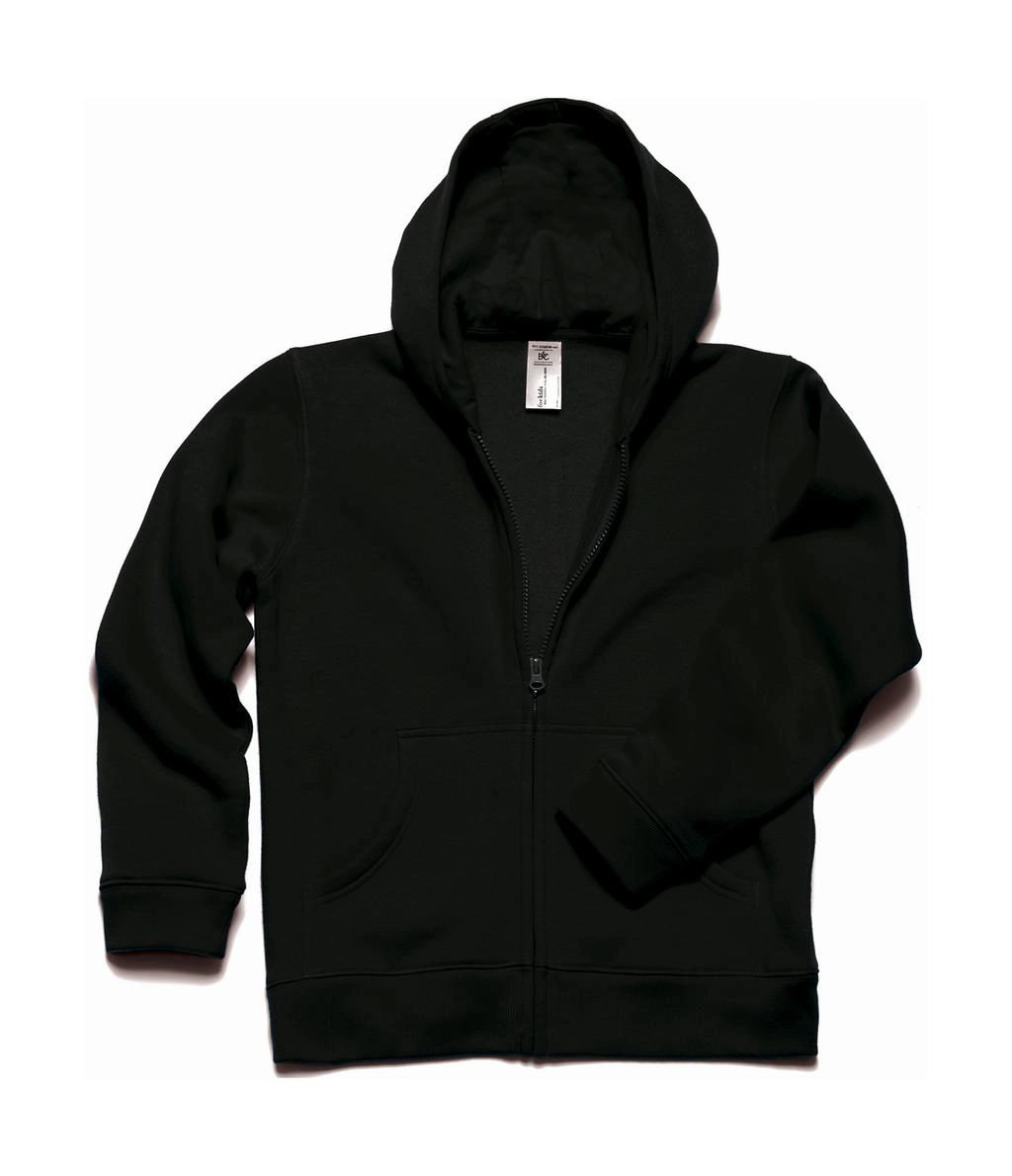 Hooded Full Zip/kids Sweat zum Besticken und Bedrucken in der Farbe Black mit Ihren Logo, Schriftzug oder Motiv.