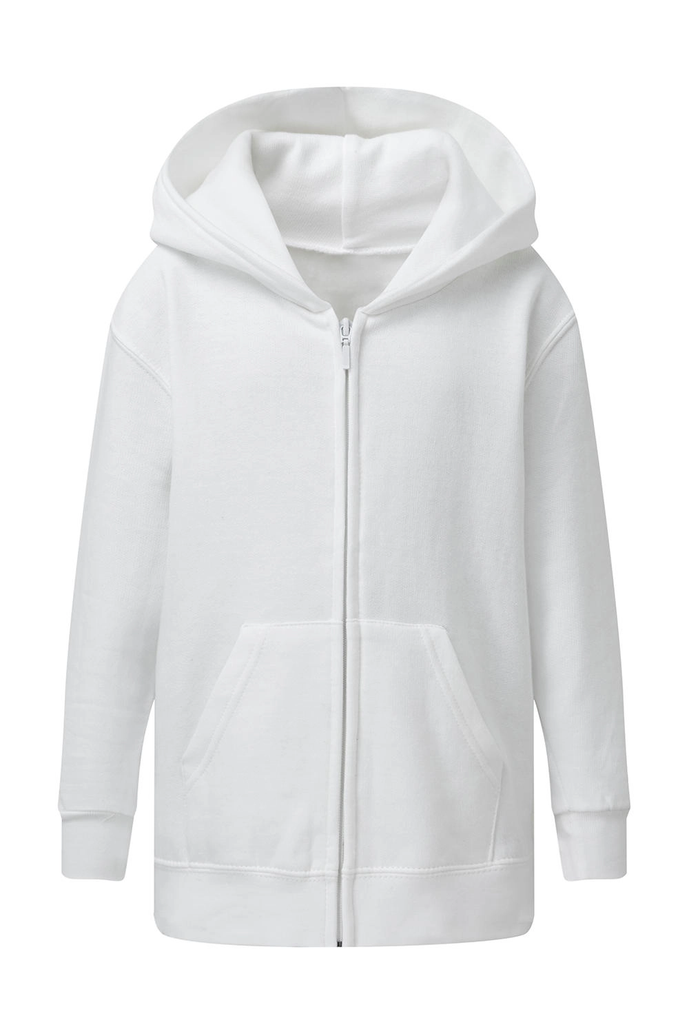Hooded Full Zip Kids zum Besticken und Bedrucken in der Farbe White mit Ihren Logo, Schriftzug oder Motiv.
