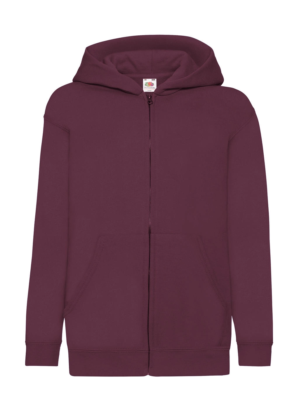 Kids` Classic Hooded Sweat Jacket zum Besticken und Bedrucken in der Farbe Burgundy mit Ihren Logo, Schriftzug oder Motiv.