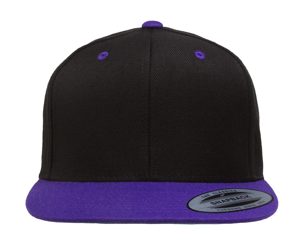 Classic Snapback 2-Tone Cap zum Besticken und Bedrucken in der Farbe Black/Purple mit Ihren Logo, Schriftzug oder Motiv.
