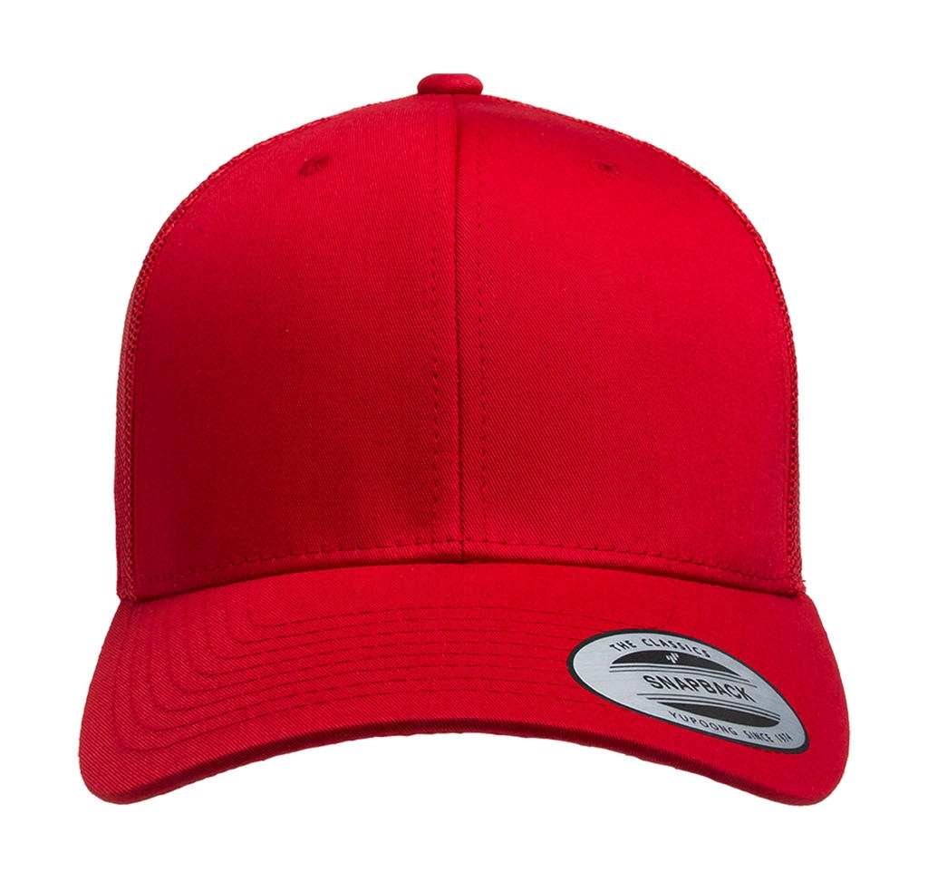 Retro Trucker zum Besticken und Bedrucken in der Farbe Red mit Ihren Logo, Schriftzug oder Motiv.