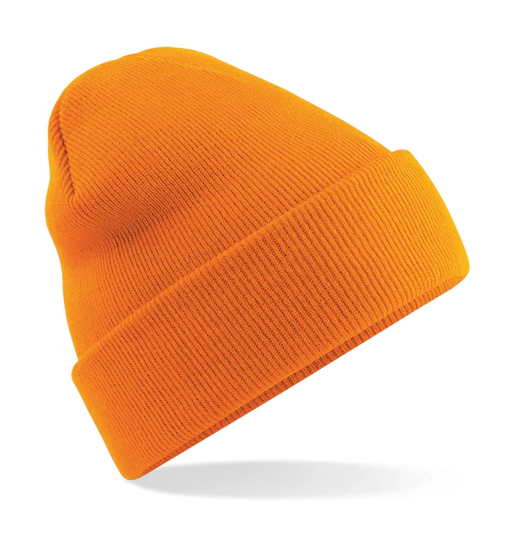 Original Cuffed Beanie zum Besticken und Bedrucken in der Farbe Orange mit Ihren Logo, Schriftzug oder Motiv.