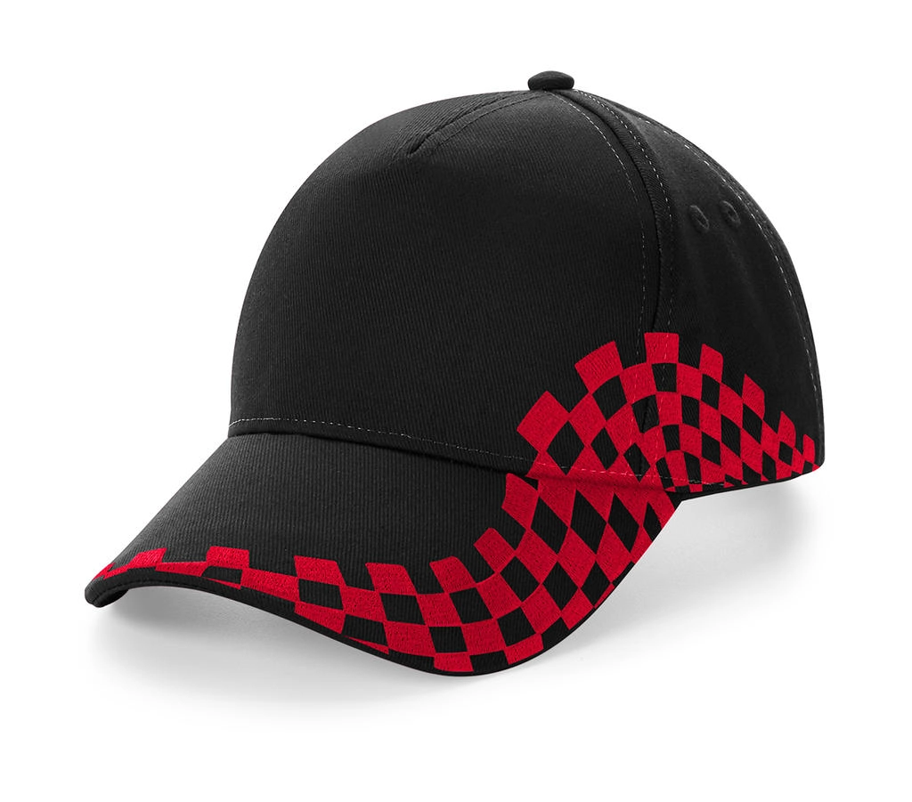 Grand Prix Cap zum Besticken und Bedrucken in der Farbe Black/Classic Red mit Ihren Logo, Schriftzug oder Motiv.