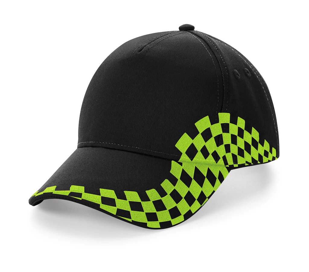 Grand Prix Cap zum Besticken und Bedrucken in der Farbe Black/Lime Green
 mit Ihren Logo, Schriftzug oder Motiv.