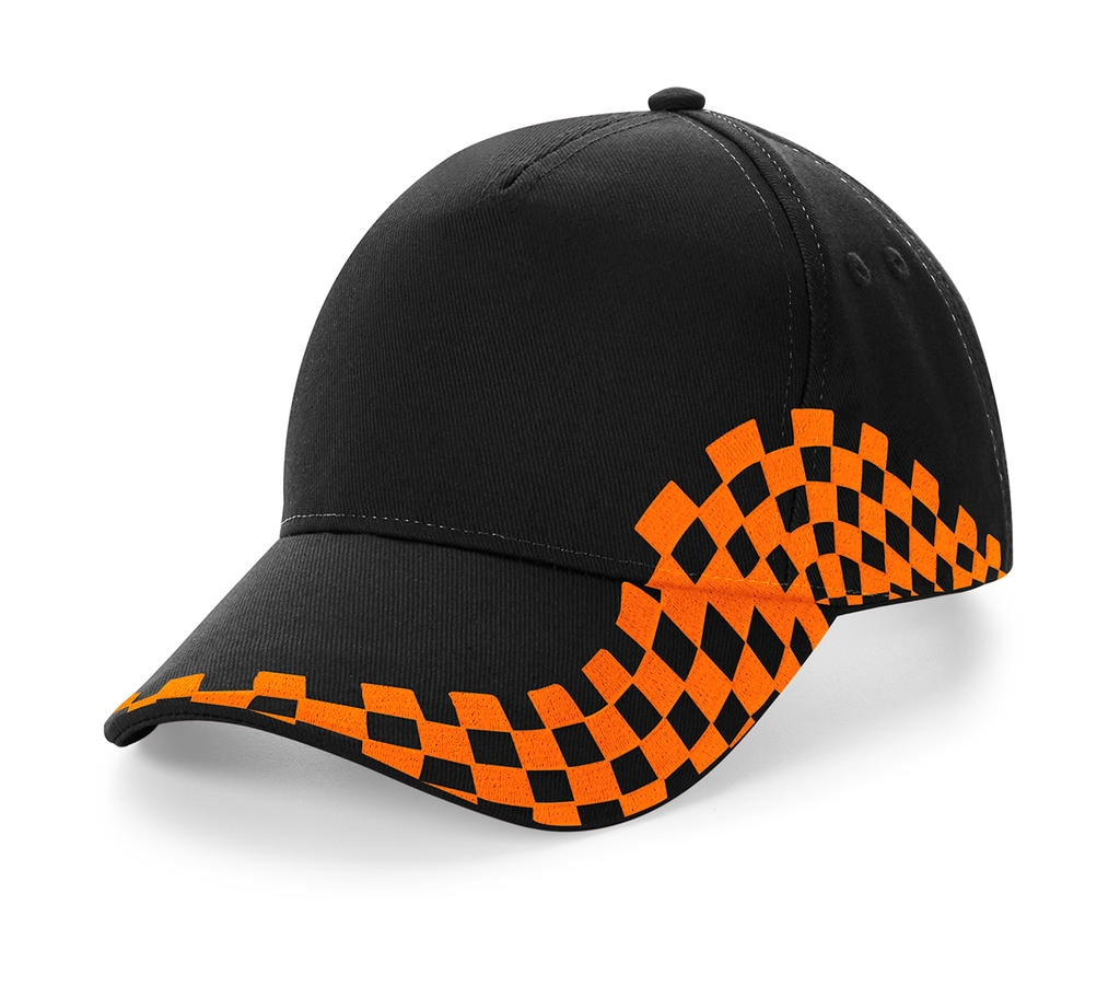 Grand Prix Cap zum Besticken und Bedrucken in der Farbe Black/Orange mit Ihren Logo, Schriftzug oder Motiv.