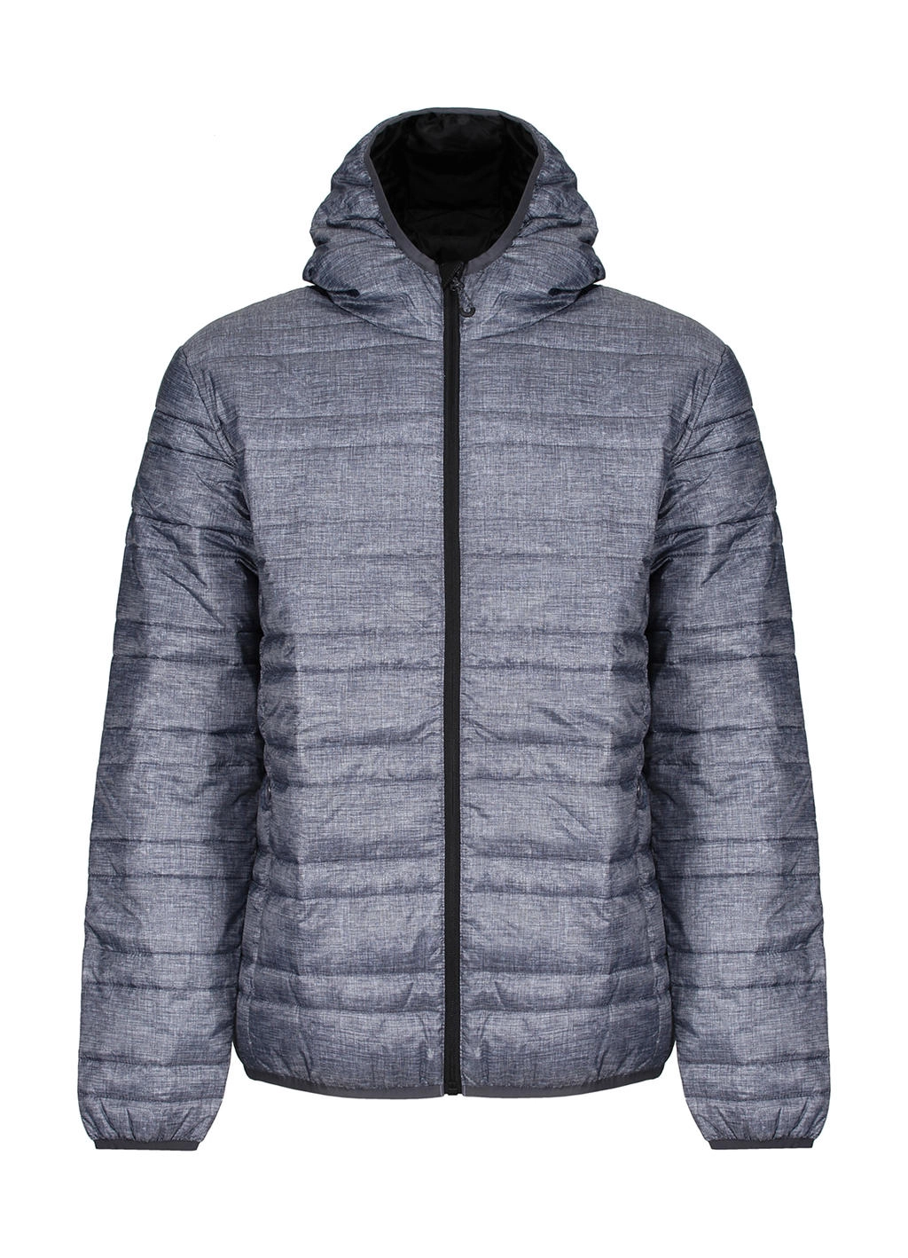 Hooded Firedown Baffle Jacket zum Besticken und Bedrucken in der Farbe Marl Grey/Black mit Ihren Logo, Schriftzug oder Motiv.