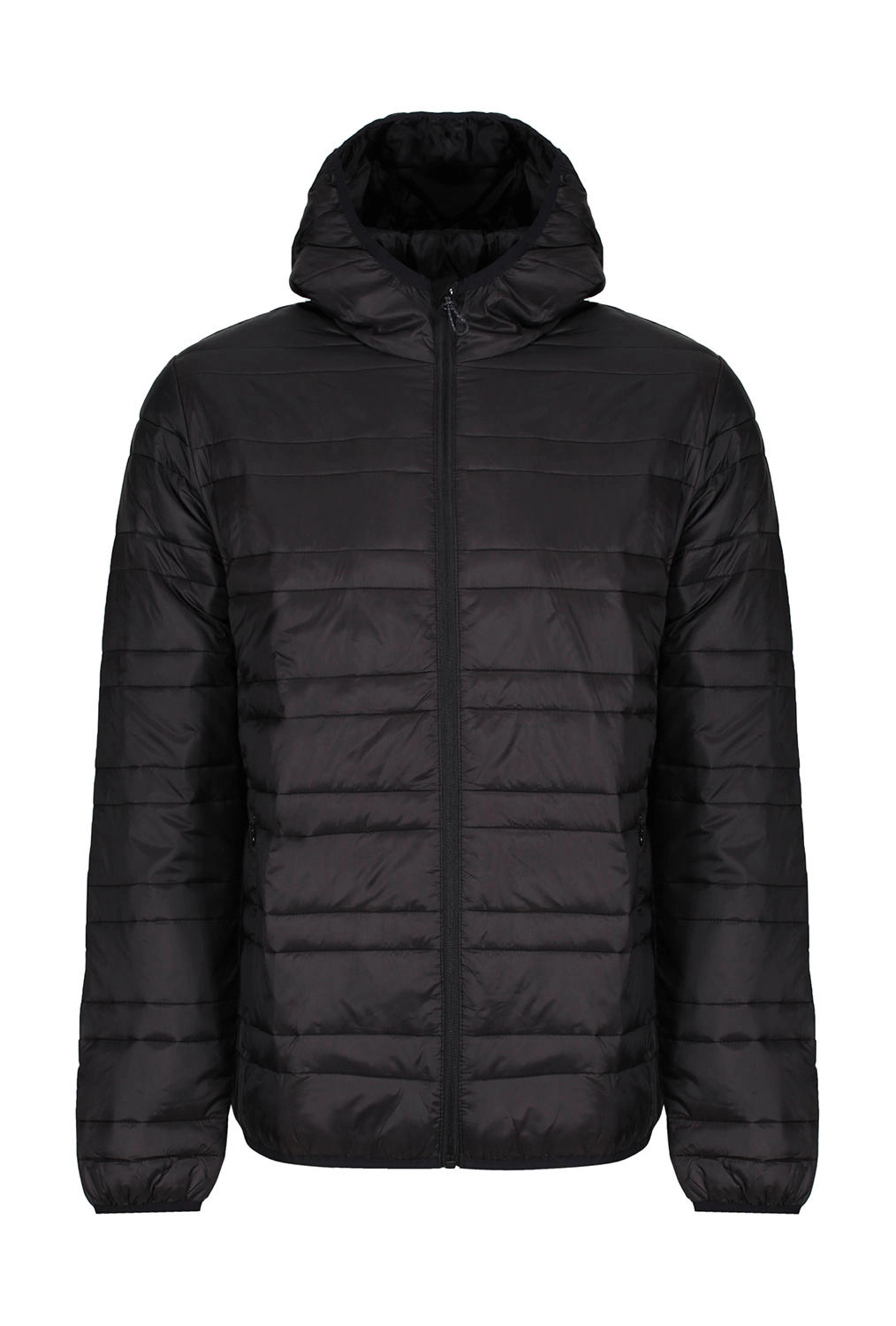 Hooded Firedown Baffle Jacket zum Besticken und Bedrucken in der Farbe Black/Black mit Ihren Logo, Schriftzug oder Motiv.