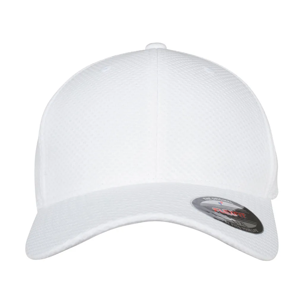 Flexfit 3D Hexagon Jersey Cap zum Besticken und Bedrucken in der Farbe White mit Ihren Logo, Schriftzug oder Motiv.