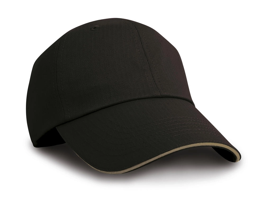 Herringbone Cap zum Besticken und Bedrucken in der Farbe Black/Tan mit Ihren Logo, Schriftzug oder Motiv.