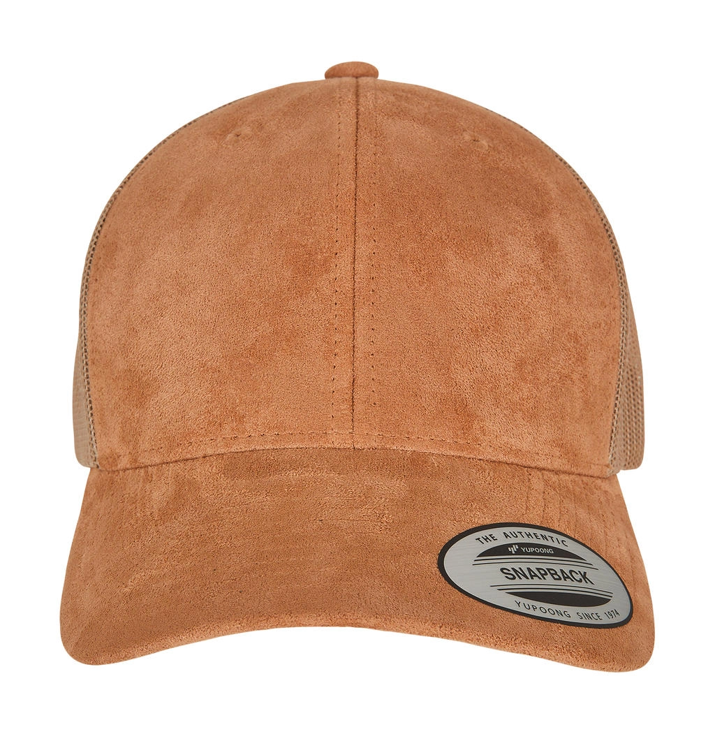 Suede Leather Trucker Cap zum Besticken und Bedrucken in der Farbe Khaki mit Ihren Logo, Schriftzug oder Motiv.