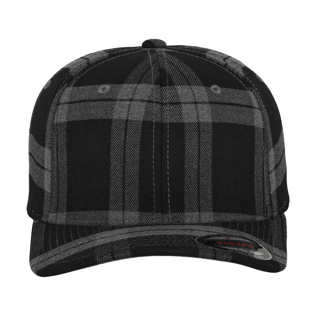 Tartan Plaid Cap zum Besticken und Bedrucken in der Farbe Black/Grey mit Ihren Logo, Schriftzug oder Motiv.