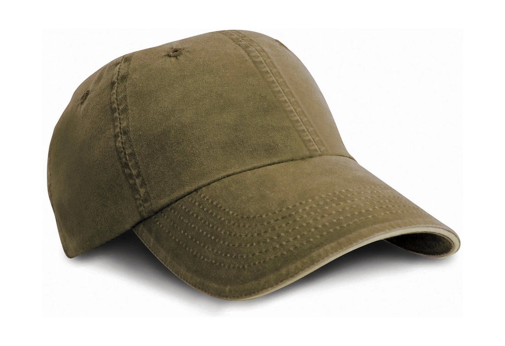 Fine Cotton Twill Cap zum Besticken und Bedrucken in der Farbe Olive/Stone mit Ihren Logo, Schriftzug oder Motiv.