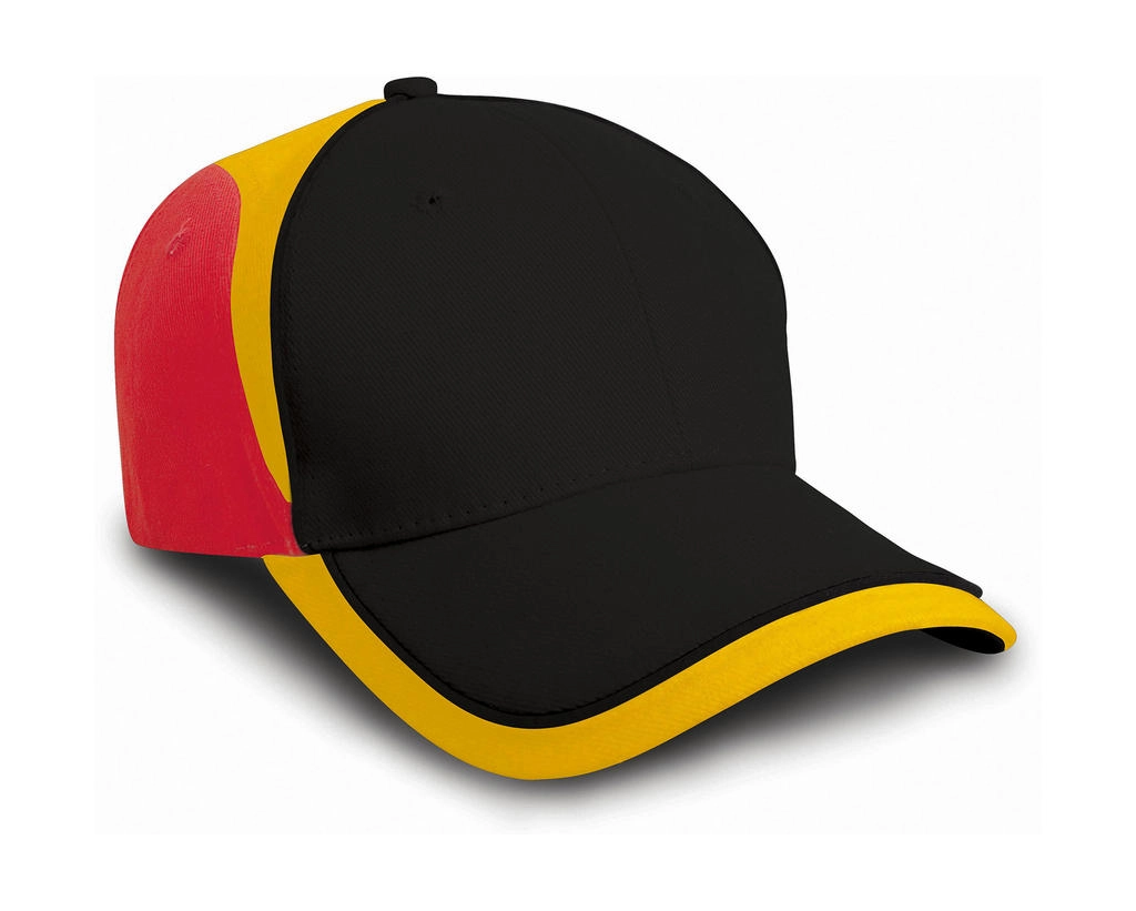 National Cap zum Besticken und Bedrucken in der Farbe Germany/Belgium mit Ihren Logo, Schriftzug oder Motiv.