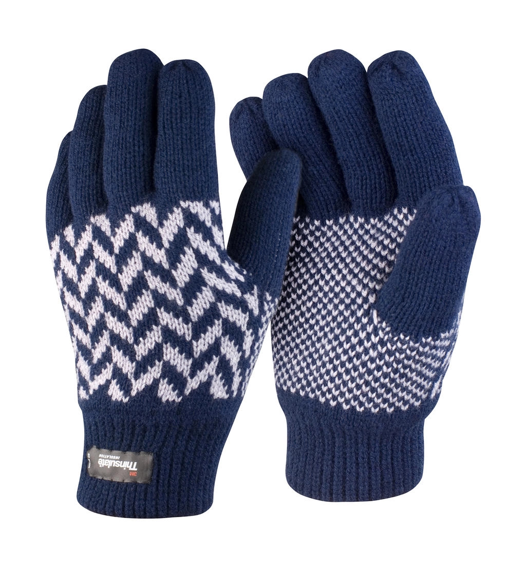 Pattern Thinsulate Glove zum Besticken und Bedrucken in der Farbe Navy/Grey mit Ihren Logo, Schriftzug oder Motiv.