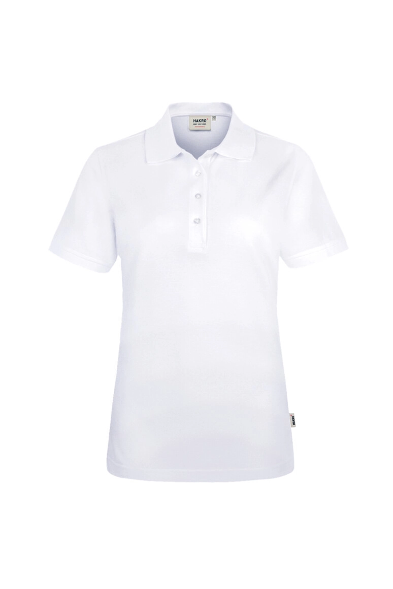 HAKRO Damen Poloshirt MIKRALINAR® ECO zum Besticken und Bedrucken in der Farbe Weiß mit Ihren Logo, Schriftzug oder Motiv.