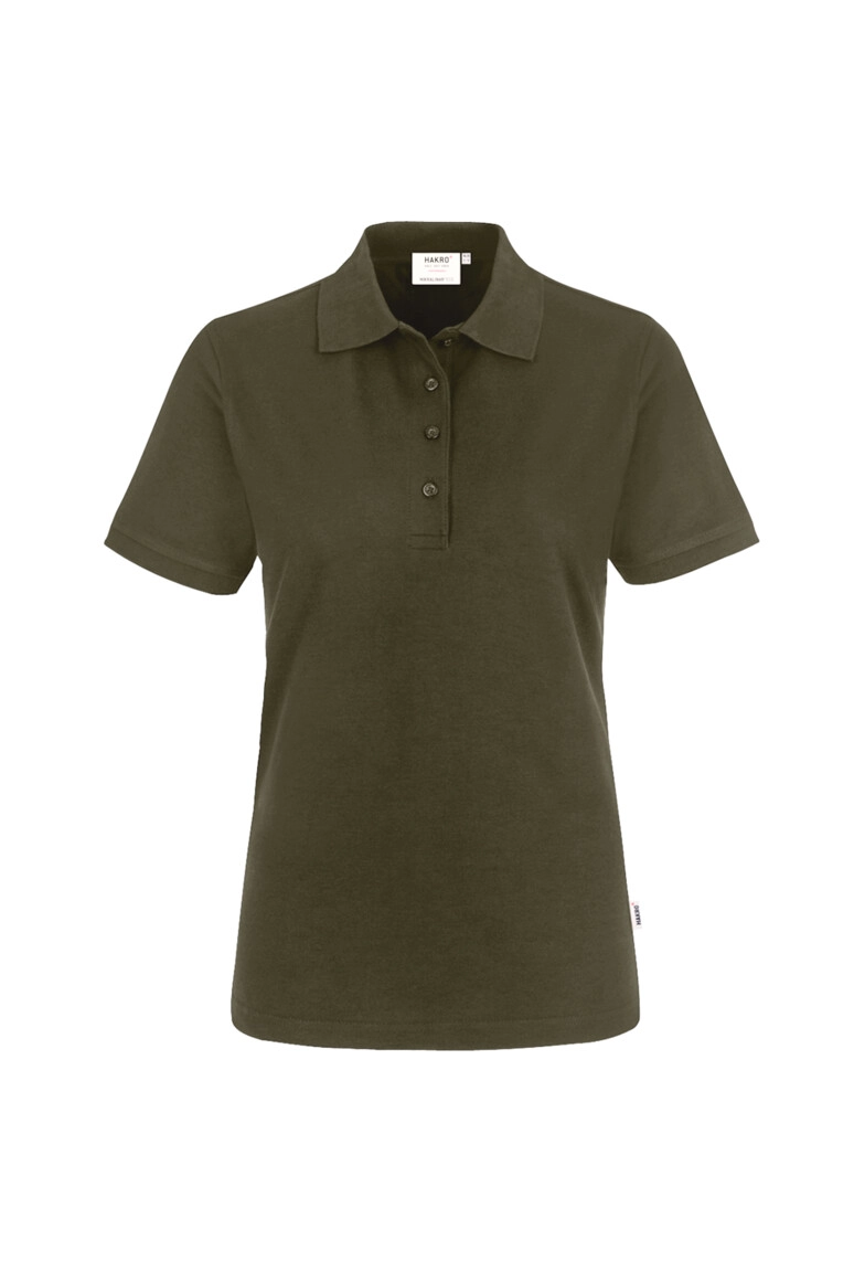 HAKRO Damen Poloshirt MIKRALINAR® ECO zum Besticken und Bedrucken in der Farbe Olive mit Ihren Logo, Schriftzug oder Motiv.