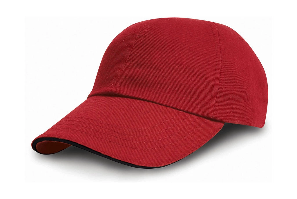 Heavy Cotton Drill Cap zum Besticken und Bedrucken in der Farbe Red/Black mit Ihren Logo, Schriftzug oder Motiv.