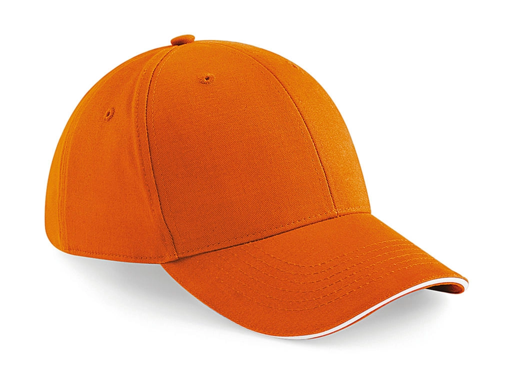 Athleisure 6 Panel Cap zum Besticken und Bedrucken in der Farbe Orange/White mit Ihren Logo, Schriftzug oder Motiv.