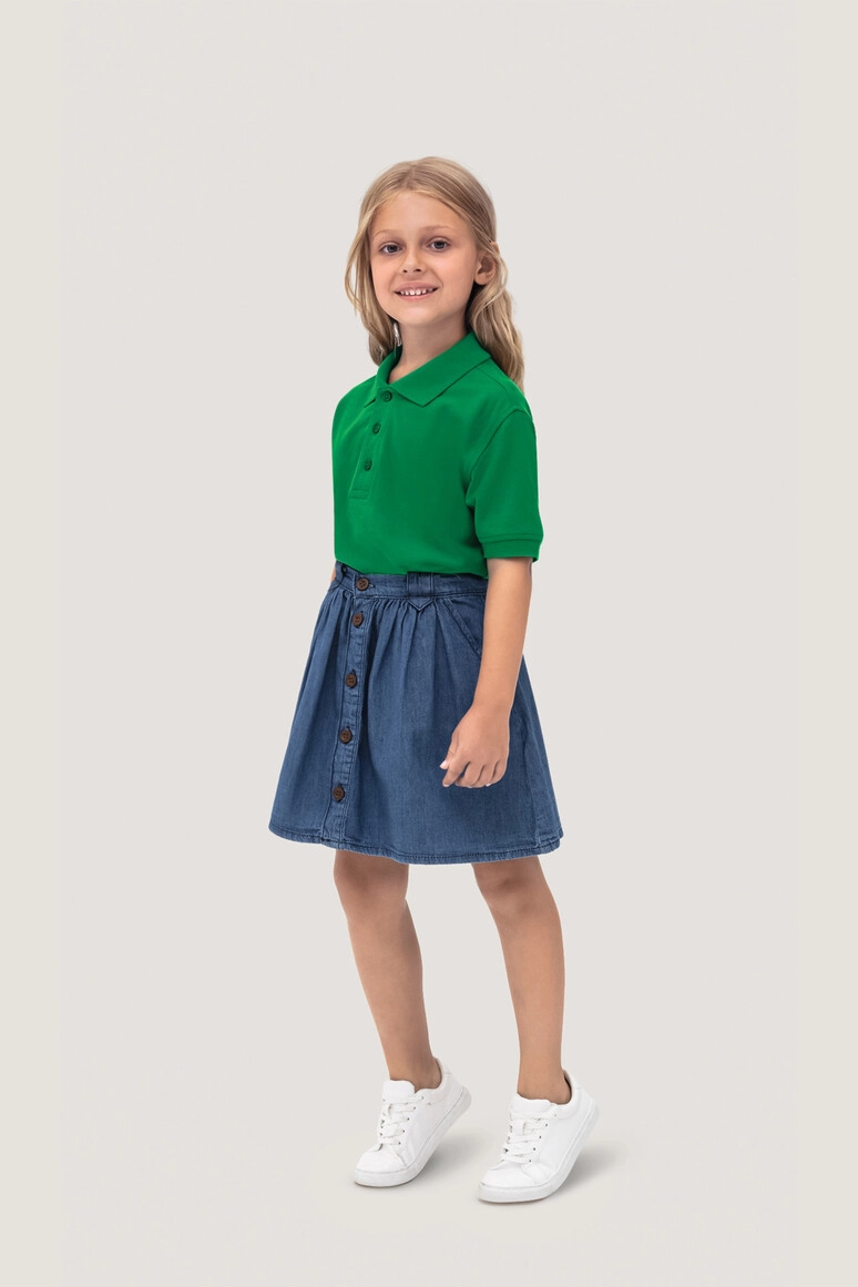 HAKRO Kinder Poloshirt Classic zum Besticken und Bedrucken in der Farbe Kellygrün mit Ihren Logo, Schriftzug oder Motiv.