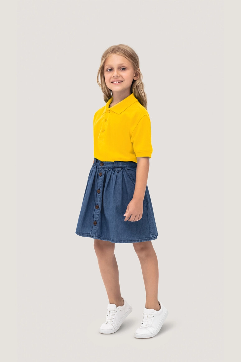 HAKRO Kinder Poloshirt Classic zum Besticken und Bedrucken in der Farbe Sonne mit Ihren Logo, Schriftzug oder Motiv.