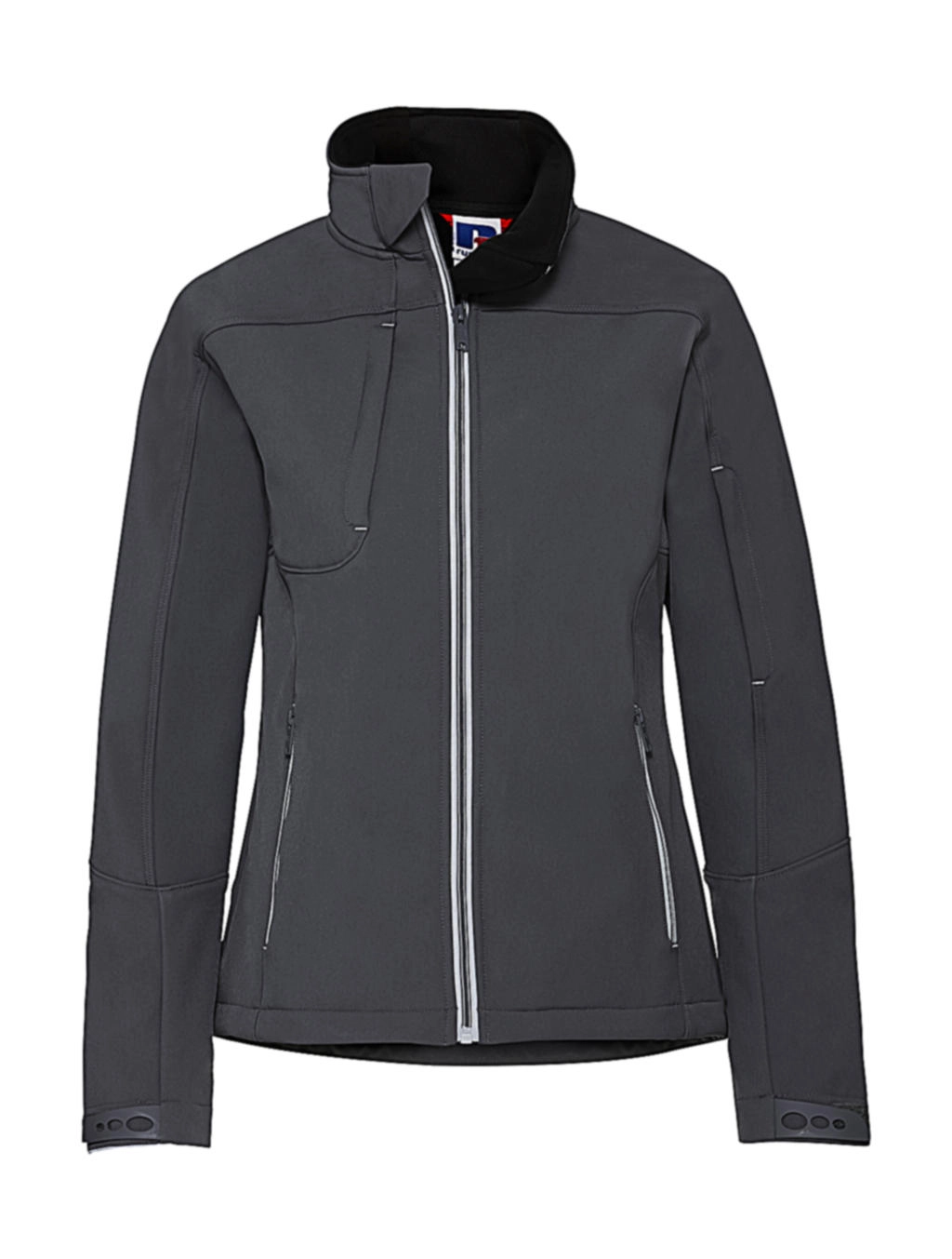 Ladies` Bionic Softshell Jacket zum Besticken und Bedrucken in der Farbe Iron Grey mit Ihren Logo, Schriftzug oder Motiv.