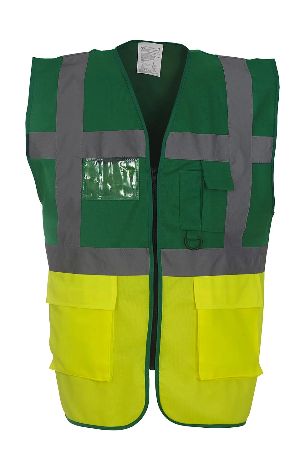 Fluo Executive Waistcoat zum Besticken und Bedrucken in der Farbe Paramedic Green/Fluo Yellow mit Ihren Logo, Schriftzug oder Motiv.