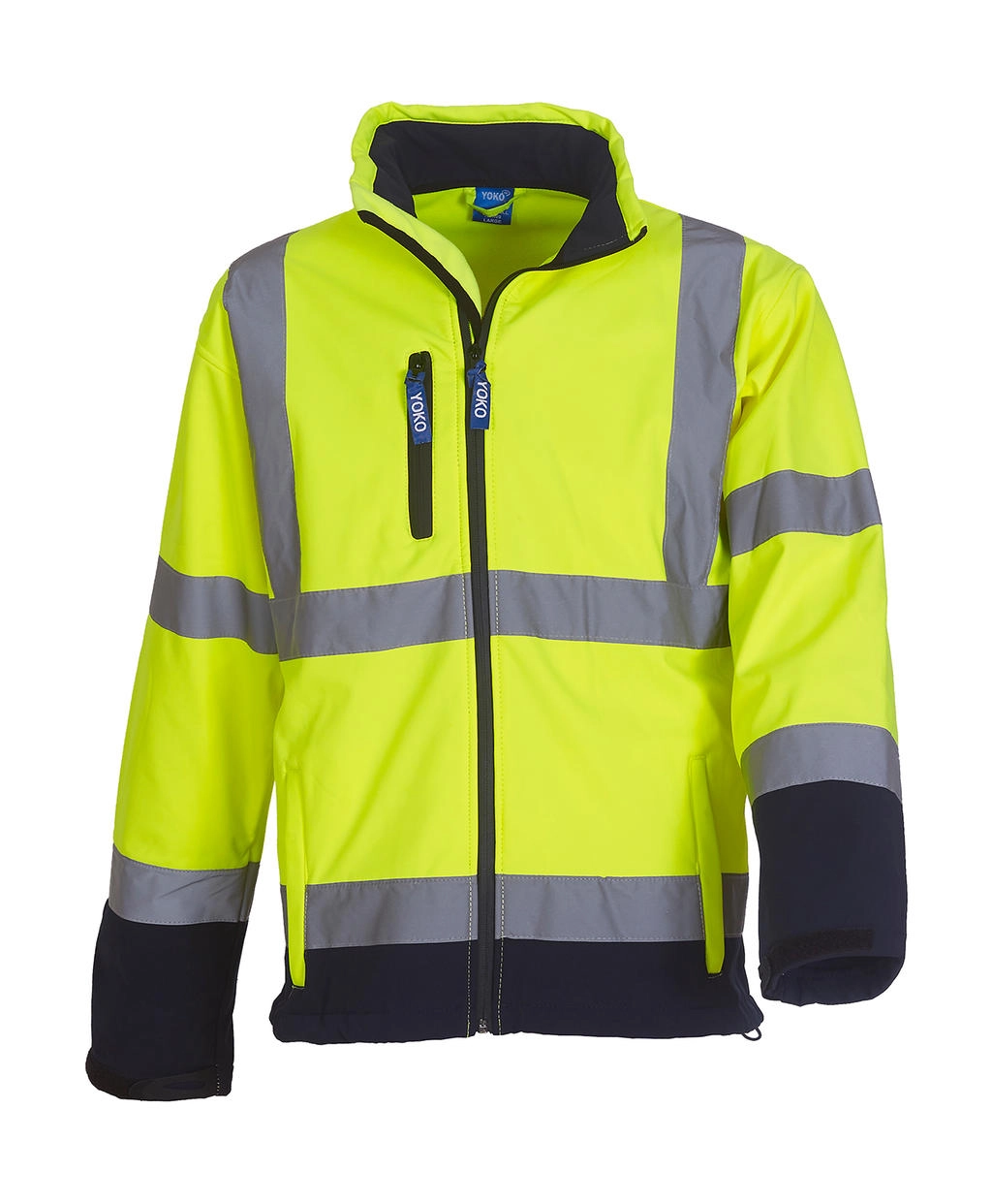 Fluo Softshell Jacket zum Besticken und Bedrucken in der Farbe Fluo Yellow/Navy mit Ihren Logo, Schriftzug oder Motiv.