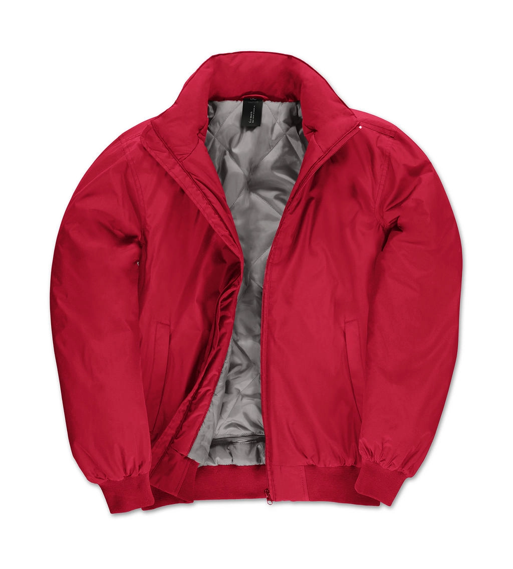Crew Bomber/men Jacket zum Besticken und Bedrucken in der Farbe Red/Warm Grey mit Ihren Logo, Schriftzug oder Motiv.