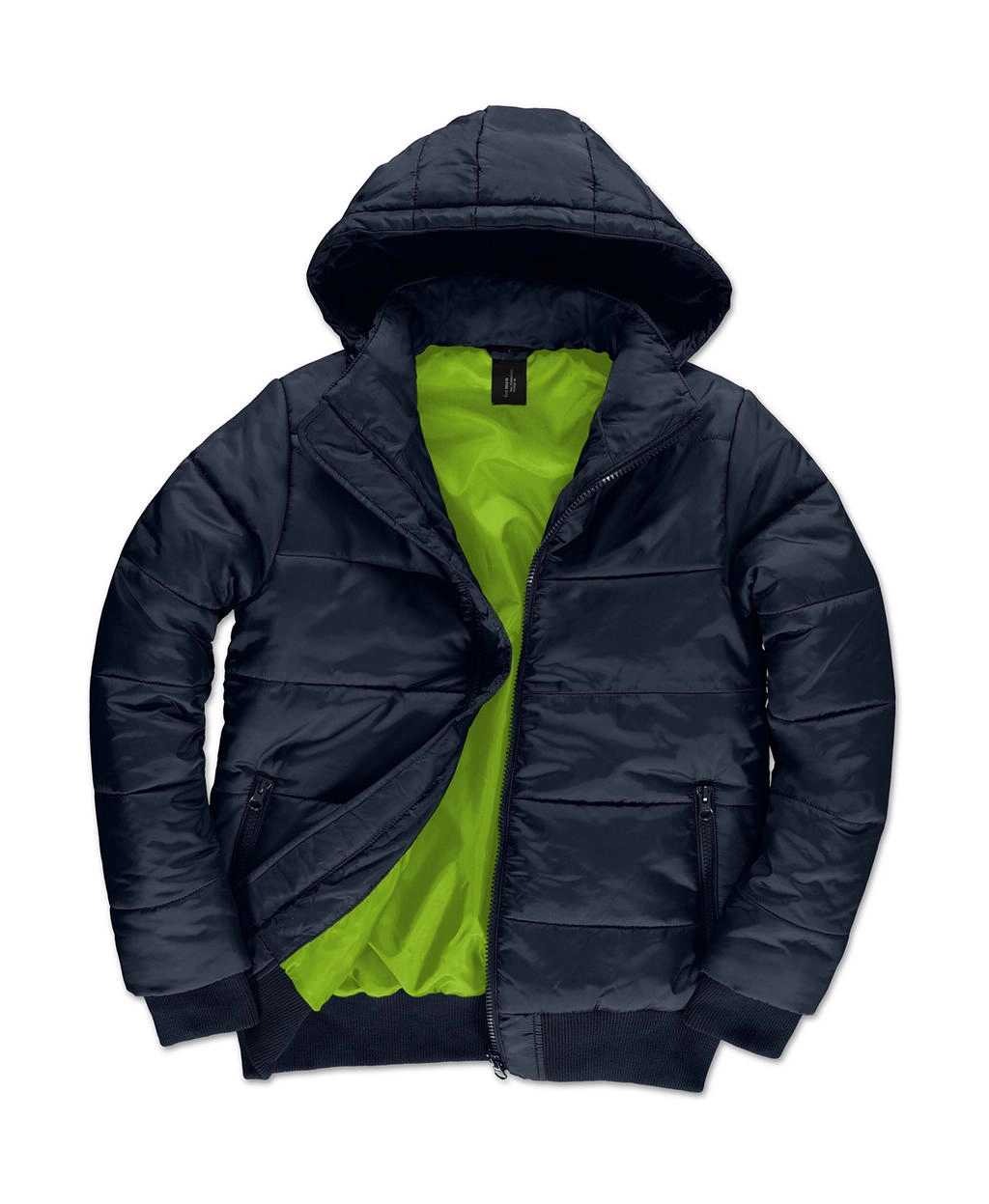 Superhood/men Jacket zum Besticken und Bedrucken in der Farbe Navy/Neon Green mit Ihren Logo, Schriftzug oder Motiv.