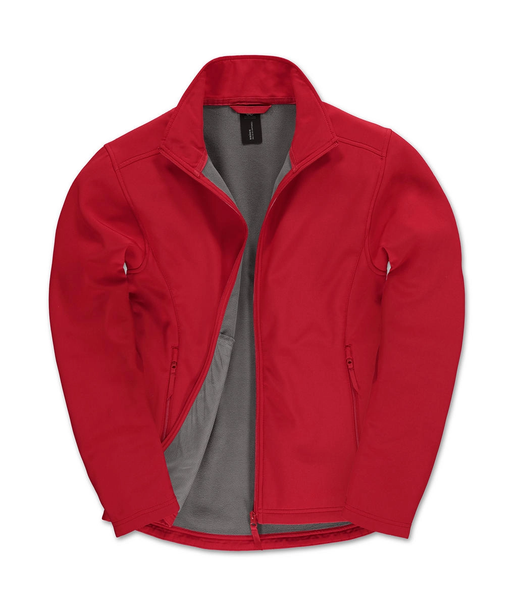 ID.701 Softshell Jacket zum Besticken und Bedrucken in der Farbe Red/Warm Grey mit Ihren Logo, Schriftzug oder Motiv.
