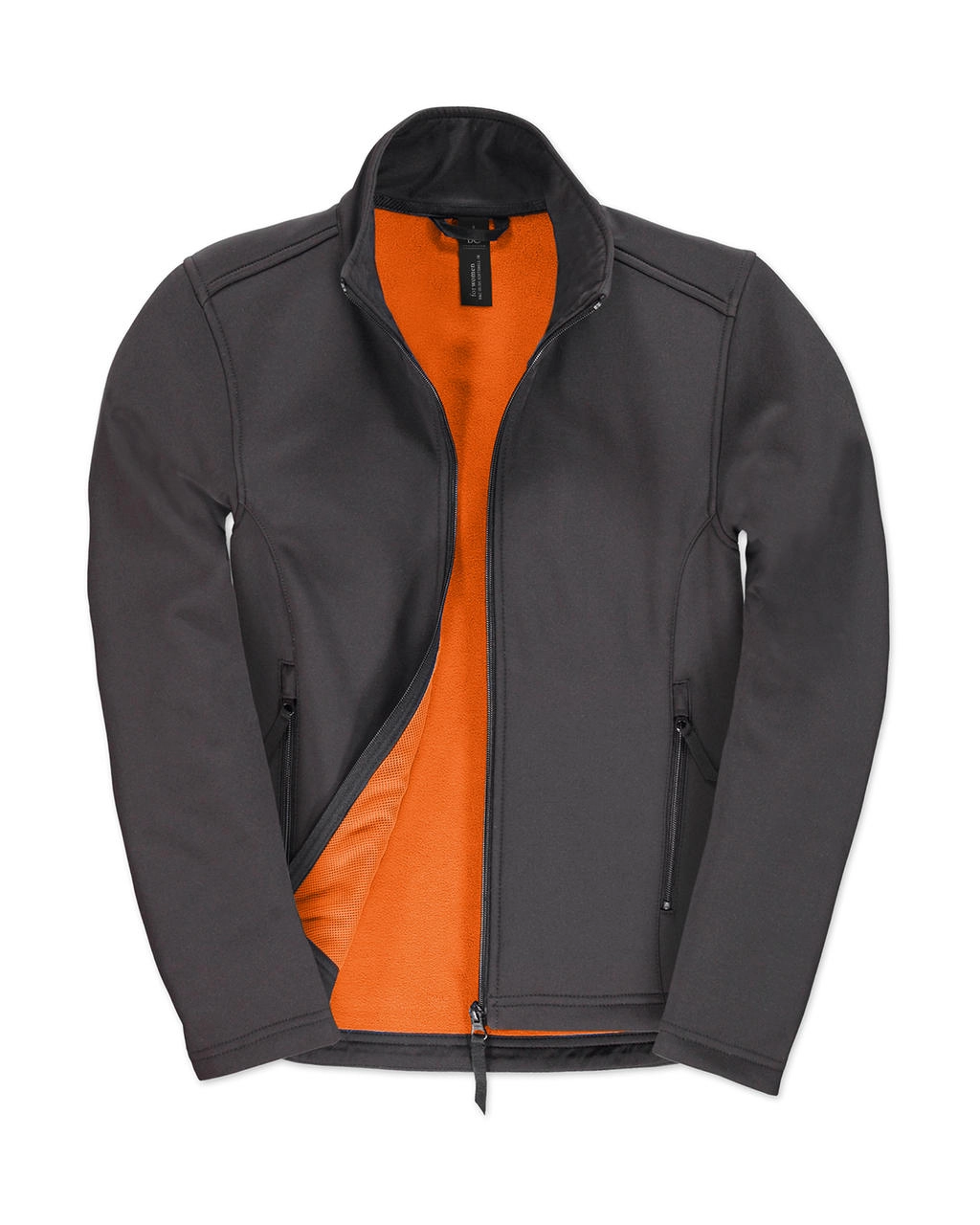 ID.701/women Softshell Jacket  zum Besticken und Bedrucken in der Farbe Dark Grey/Neon Orange mit Ihren Logo, Schriftzug oder Motiv.