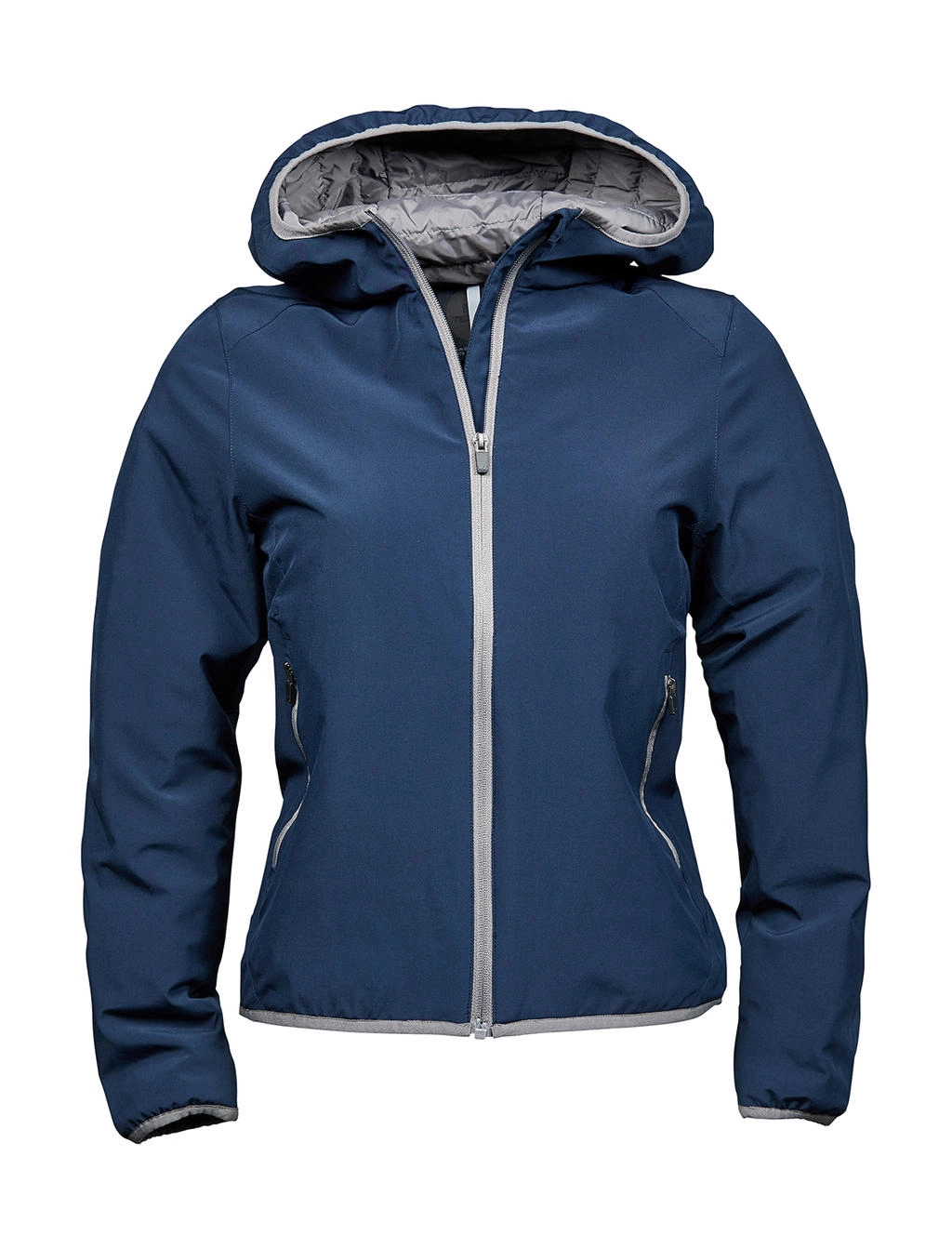 Ladies` Competition Jacket zum Besticken und Bedrucken in der Farbe Navy/Light Grey mit Ihren Logo, Schriftzug oder Motiv.