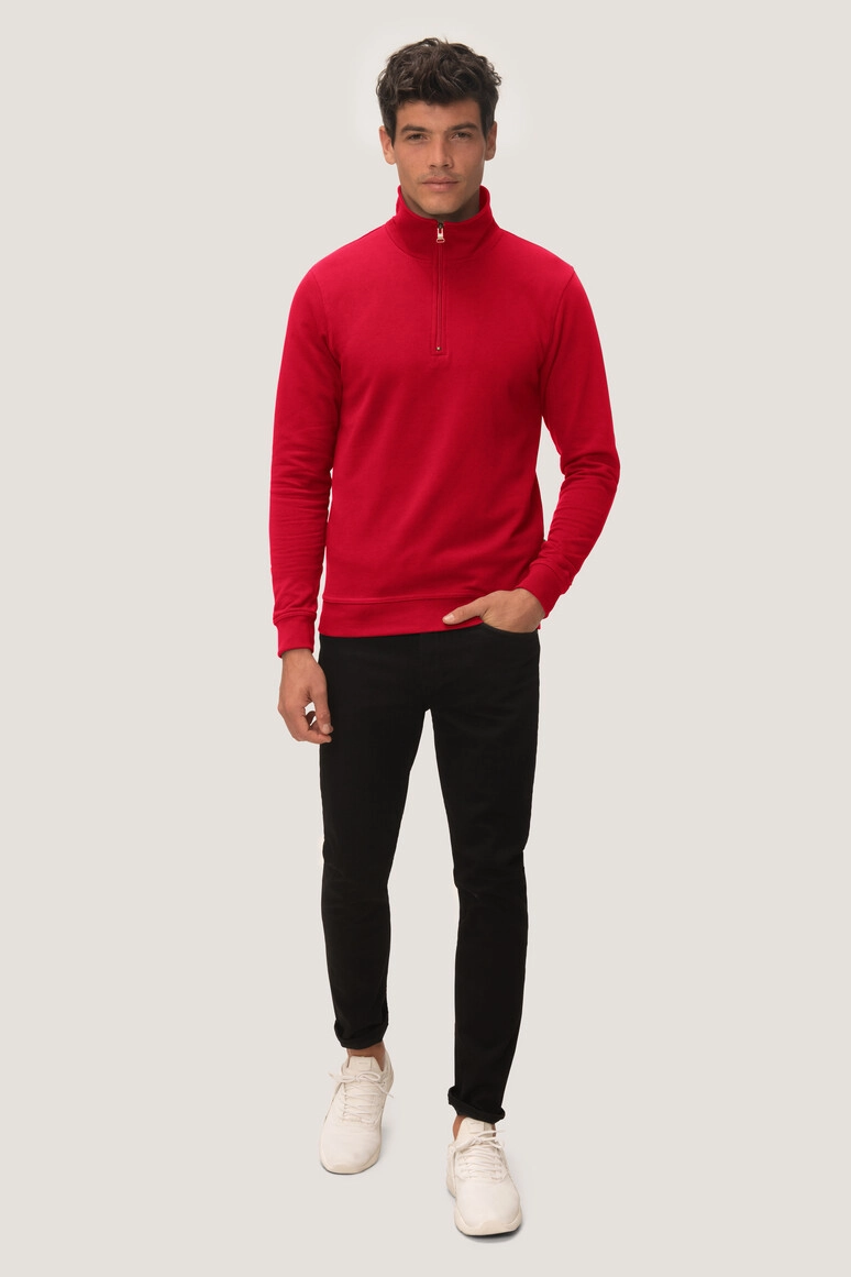 HAKRO Zip-Sweatshirt Premium zum Besticken und Bedrucken in der Farbe Rot mit Ihren Logo, Schriftzug oder Motiv.