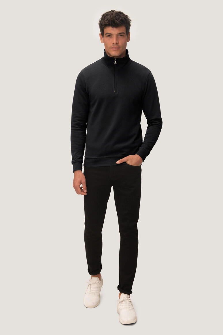 HAKRO Zip-Sweatshirt Premium zum Besticken und Bedrucken in der Farbe Schwarz mit Ihren Logo, Schriftzug oder Motiv.
