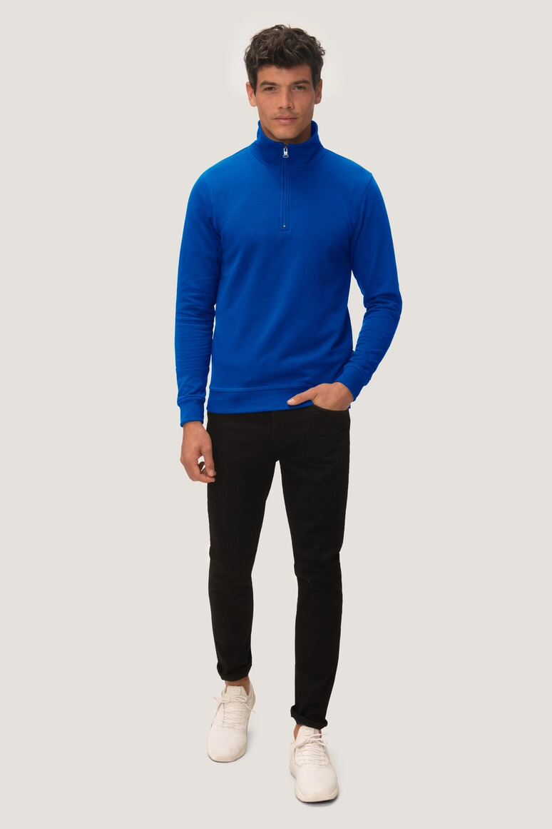HAKRO Zip-Sweatshirt Premium zum Besticken und Bedrucken in der Farbe Royalblau mit Ihren Logo, Schriftzug oder Motiv.