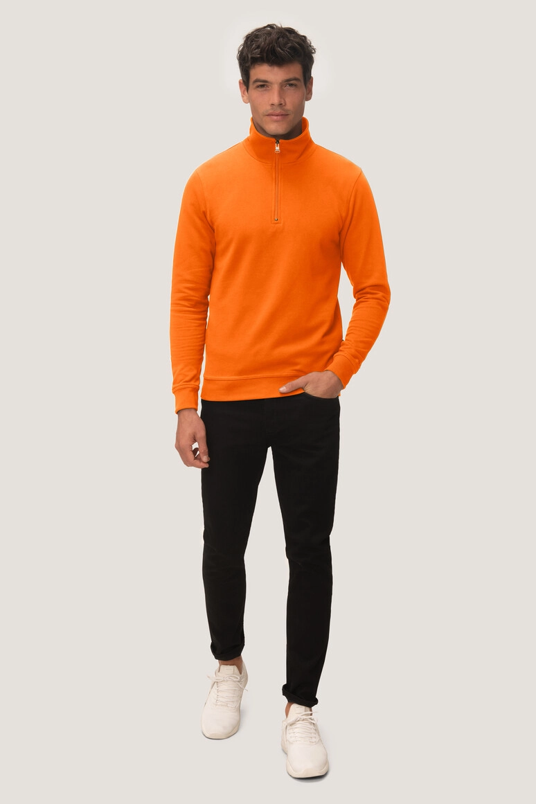 HAKRO Zip-Sweatshirt Premium zum Besticken und Bedrucken in der Farbe Orange mit Ihren Logo, Schriftzug oder Motiv.