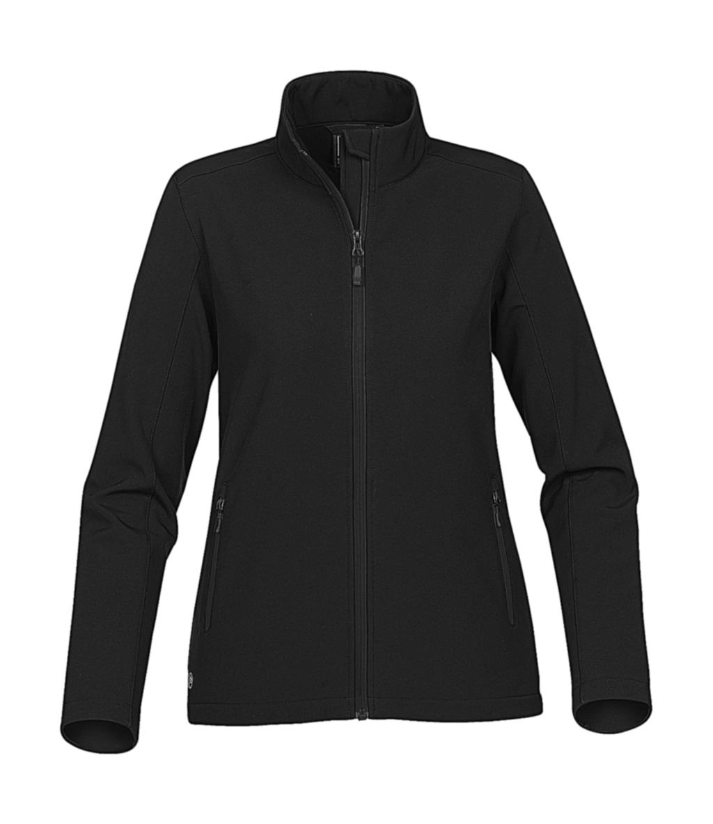 Women`s Orbiter Softshell Jacket zum Besticken und Bedrucken in der Farbe Black/Carbon mit Ihren Logo, Schriftzug oder Motiv.