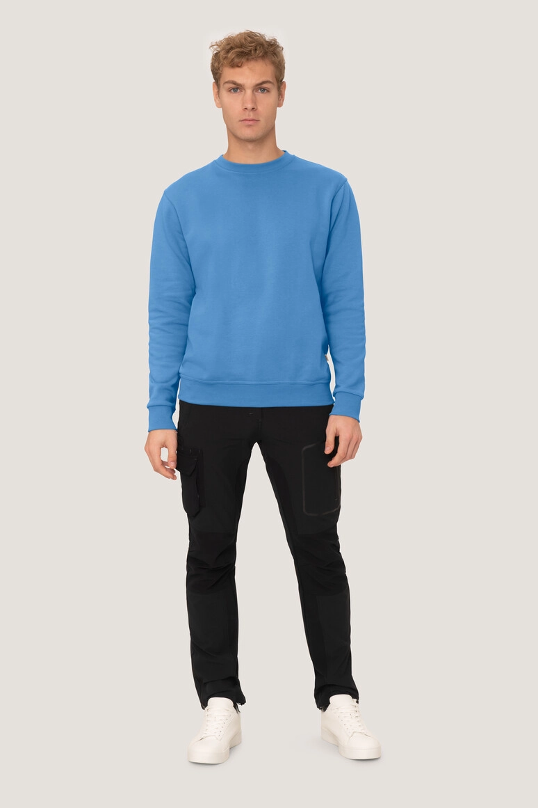 HAKRO Sweatshirt Premium zum Besticken und Bedrucken in der Farbe Malibublau mit Ihren Logo, Schriftzug oder Motiv.