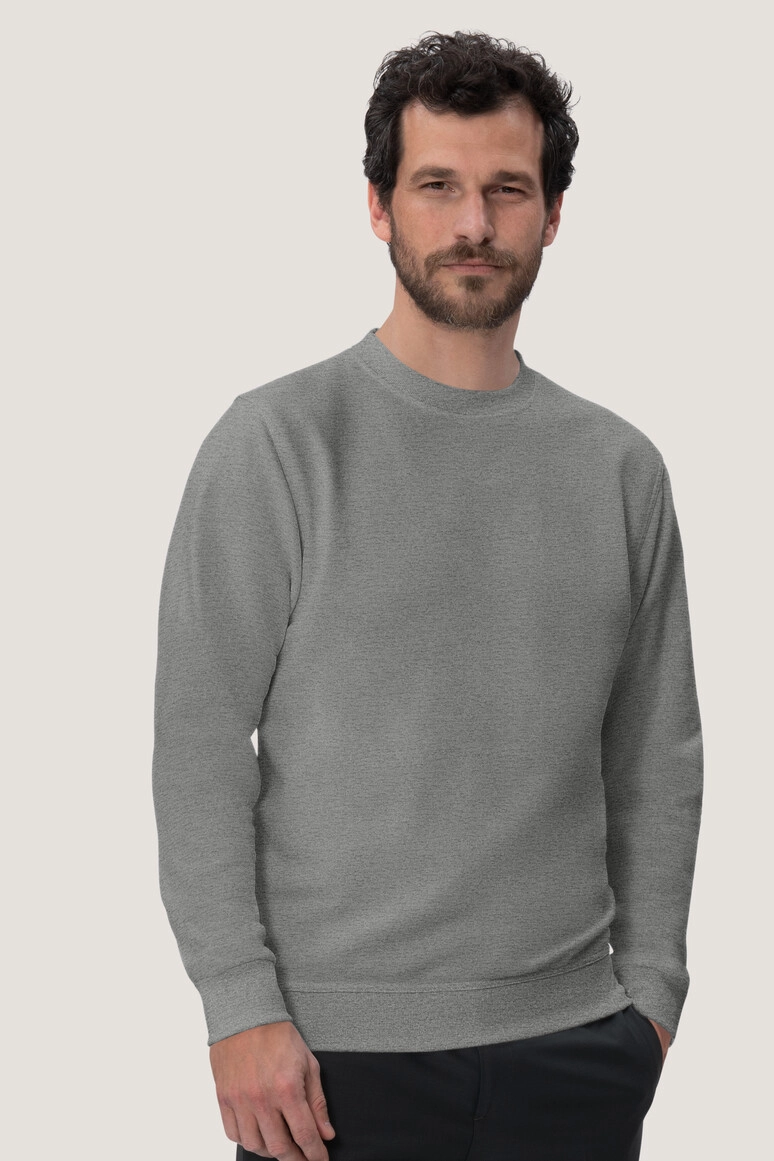 HAKRO Sweatshirt Mikralinar® zum Besticken und Bedrucken in der Farbe Grau meliert mit Ihren Logo, Schriftzug oder Motiv.