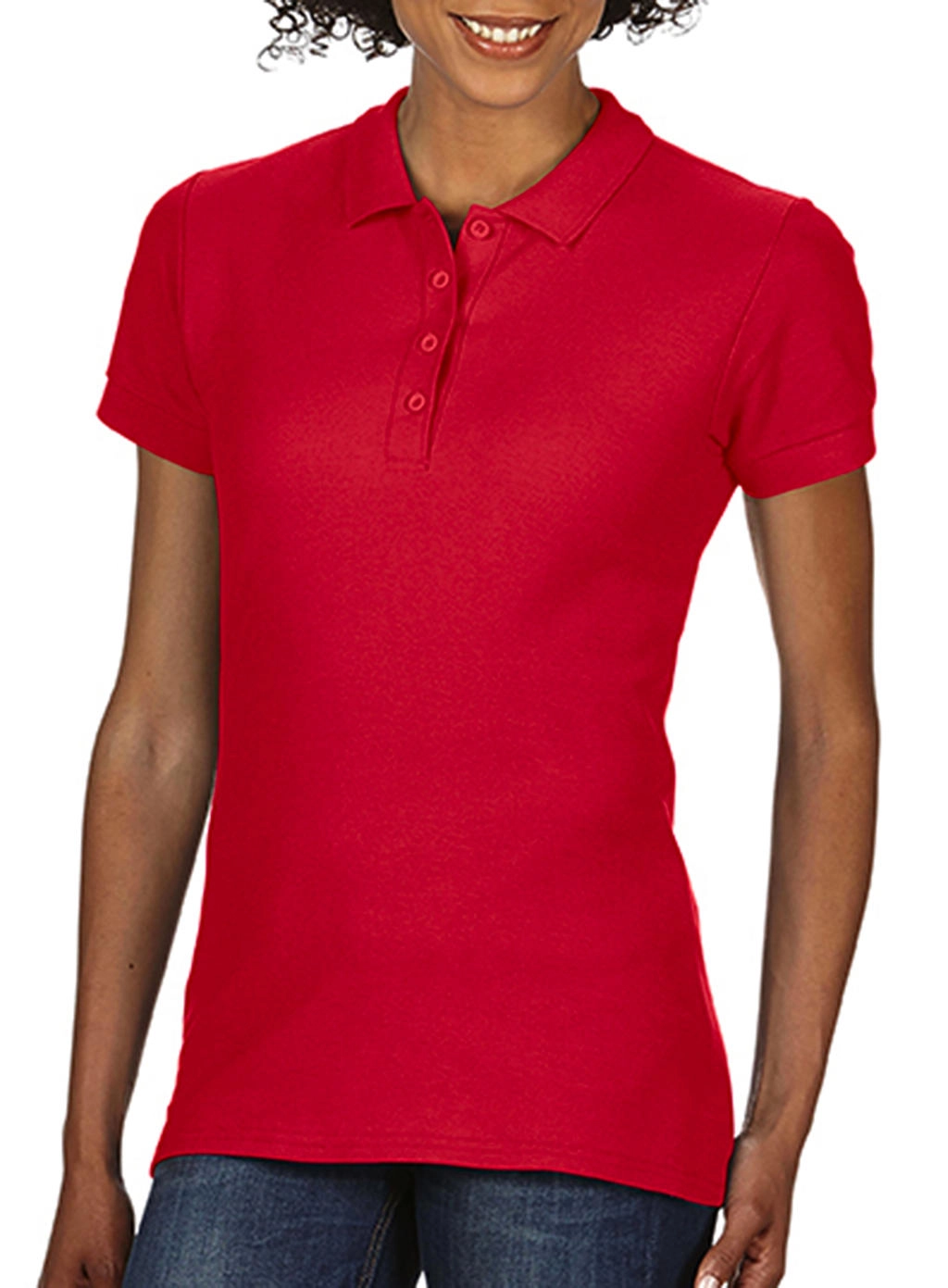 Softstyle® Ladies Double Pique Polo zum Besticken und Bedrucken in der Farbe Red mit Ihren Logo, Schriftzug oder Motiv.