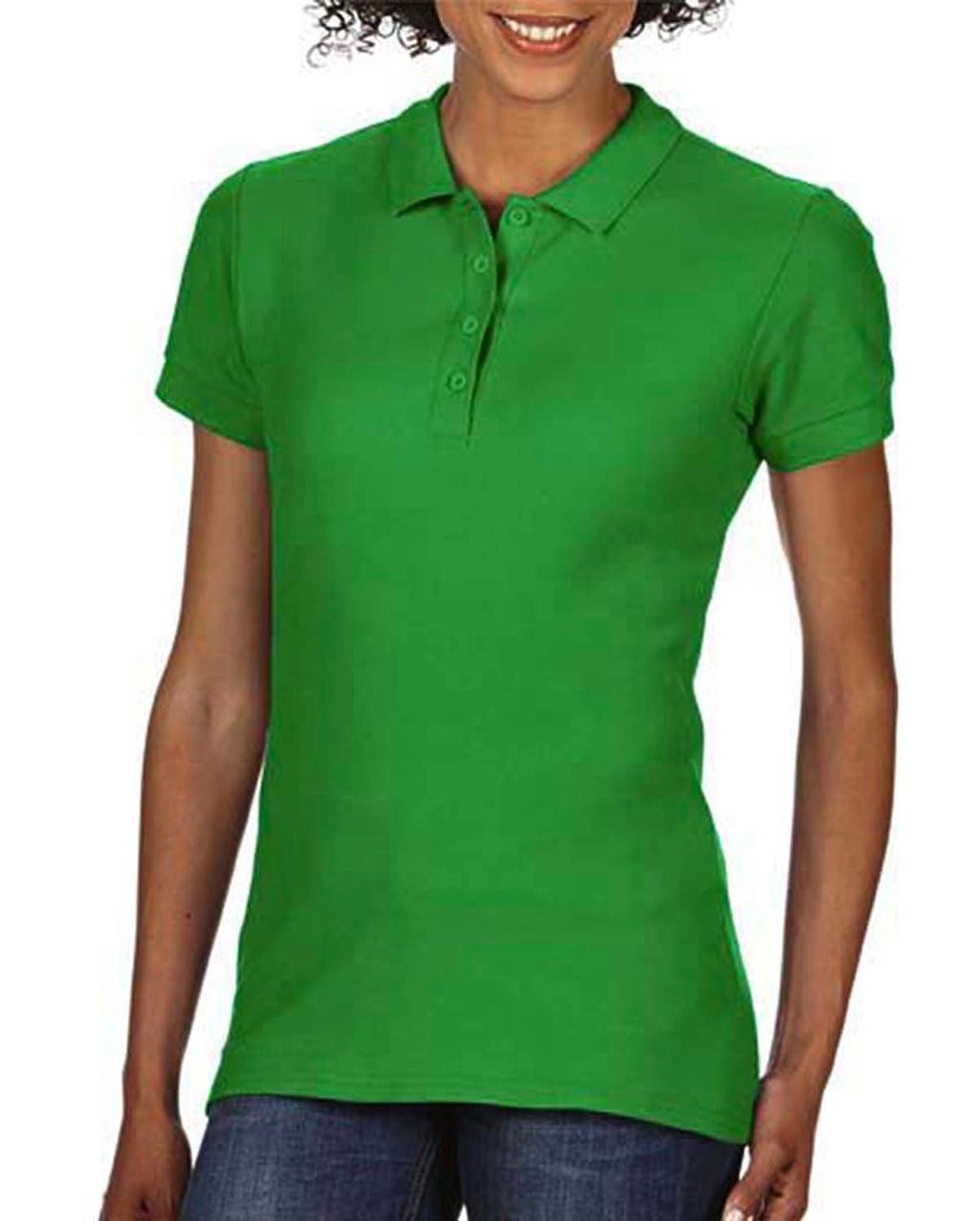 Softstyle® Ladies Double Pique Polo zum Besticken und Bedrucken in der Farbe Irish Green mit Ihren Logo, Schriftzug oder Motiv.