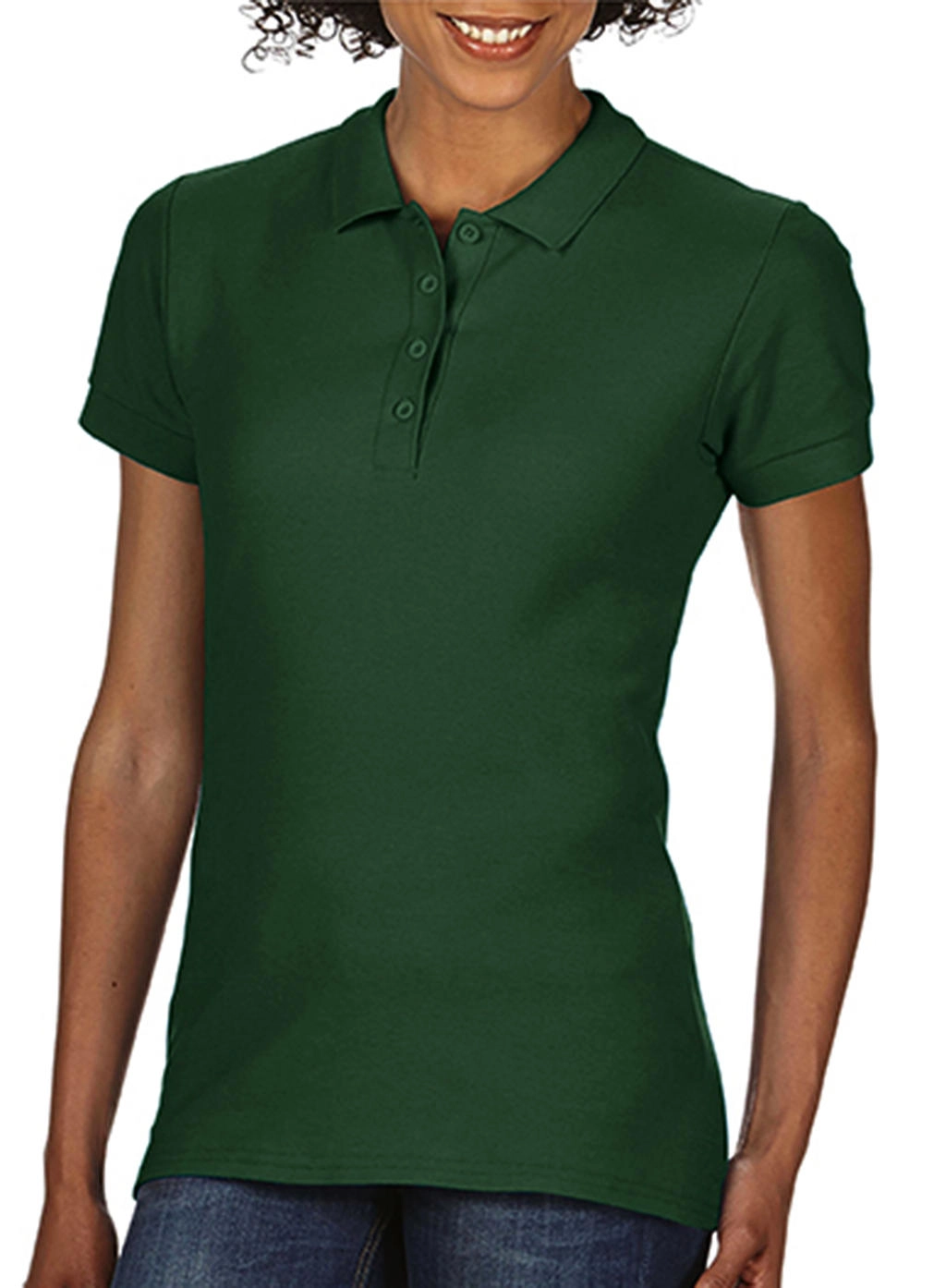 Softstyle® Ladies Double Pique Polo zum Besticken und Bedrucken in der Farbe Forest Green mit Ihren Logo, Schriftzug oder Motiv.