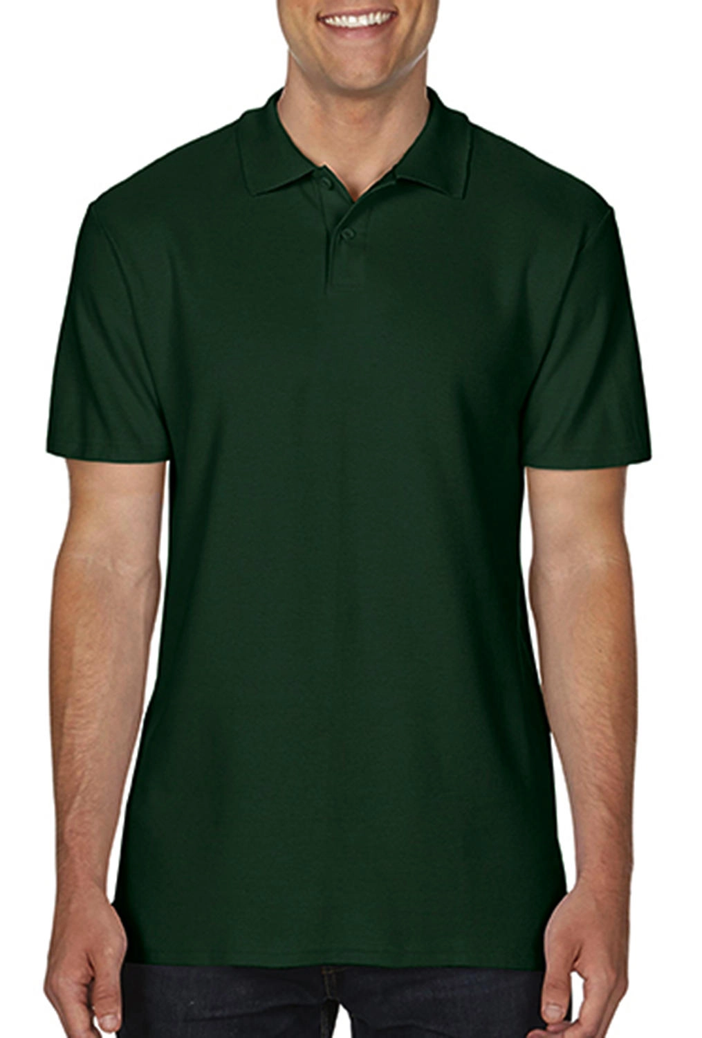 Softstyle® Adult Double Pique Polo zum Besticken und Bedrucken in der Farbe Forest Green mit Ihren Logo, Schriftzug oder Motiv.