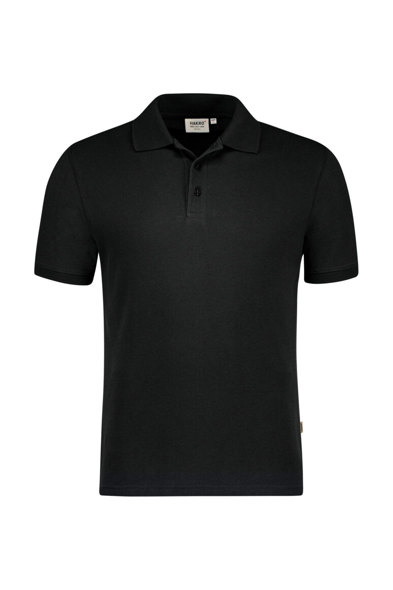 HAKRO Poloshirt Bio-Baumwolle GOTS zum Besticken und Bedrucken in der Farbe Schwarz mit Ihren Logo, Schriftzug oder Motiv.