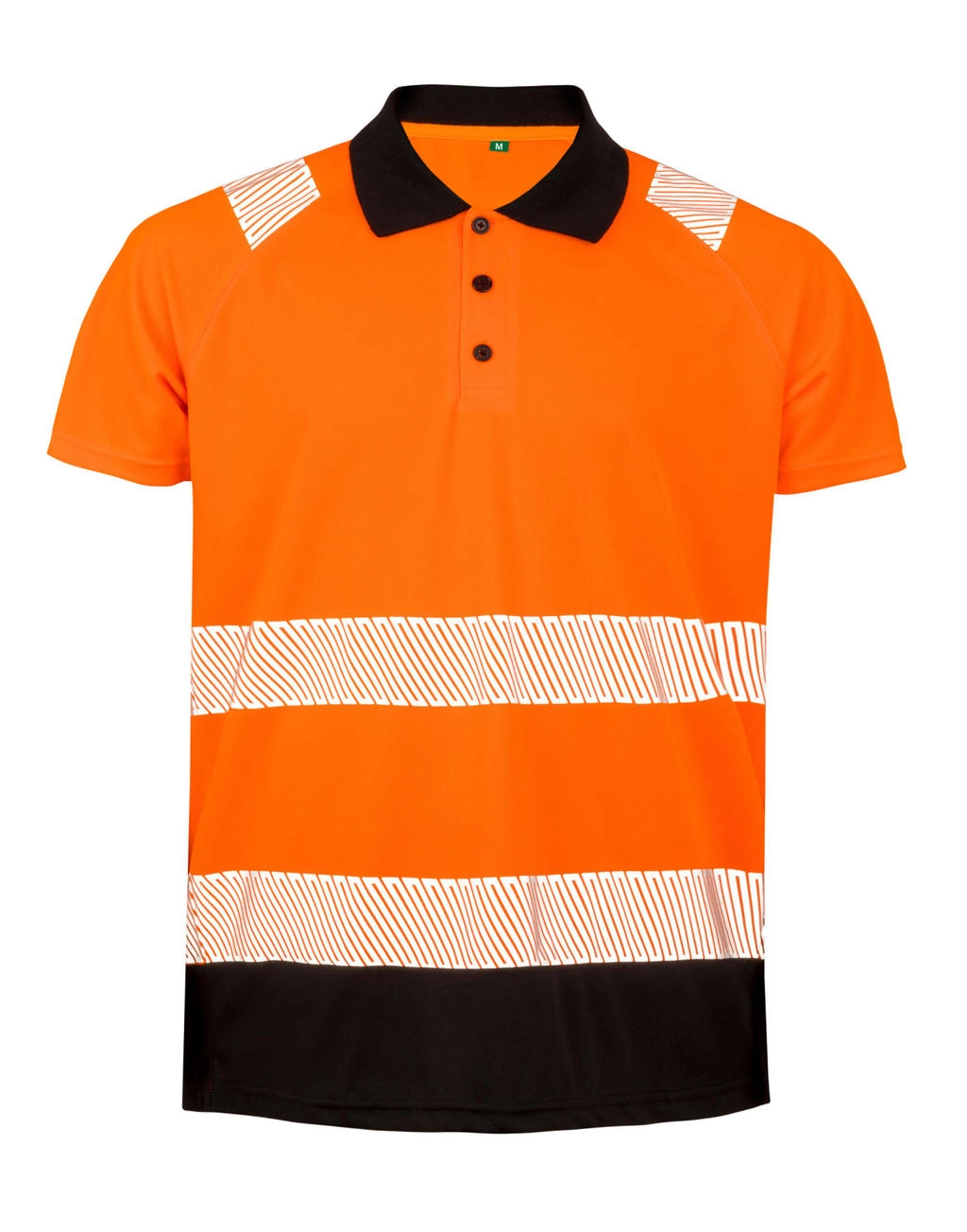 Recycled Safety Polo Shirt zum Besticken und Bedrucken in der Farbe Fluorescent Orange mit Ihren Logo, Schriftzug oder Motiv.