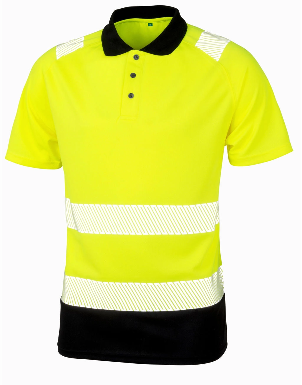 Recycled Safety Polo Shirt zum Besticken und Bedrucken in der Farbe Fluorescent Yellow mit Ihren Logo, Schriftzug oder Motiv.