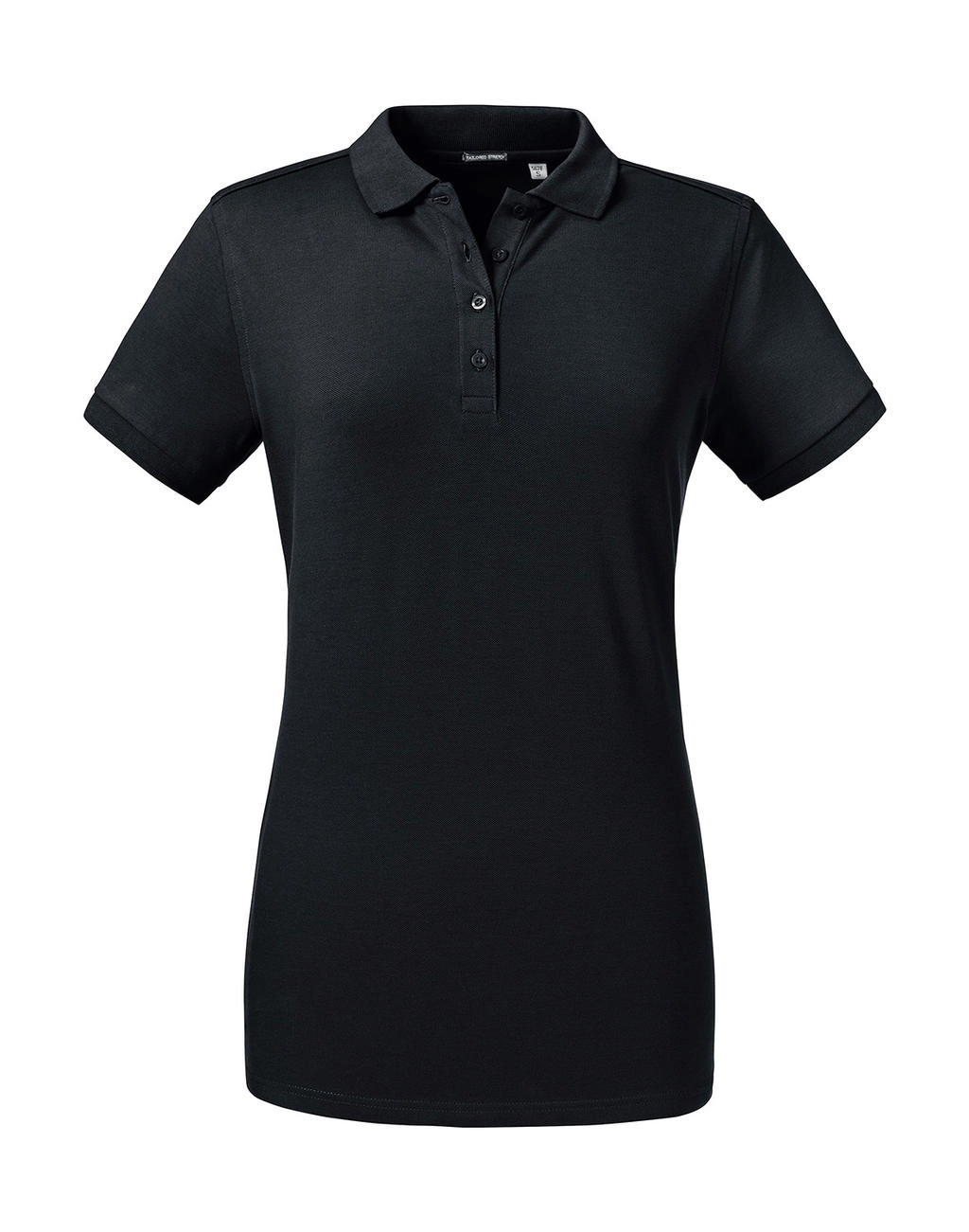 Ladies` Tailored Stretch Polo zum Besticken und Bedrucken in der Farbe Black mit Ihren Logo, Schriftzug oder Motiv.